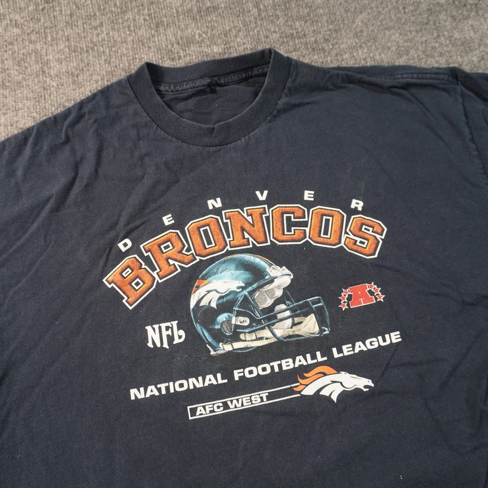 Vintage NFL Denver Broncos T-Shirt Men XL Navy Blue Graphic Football AFC West